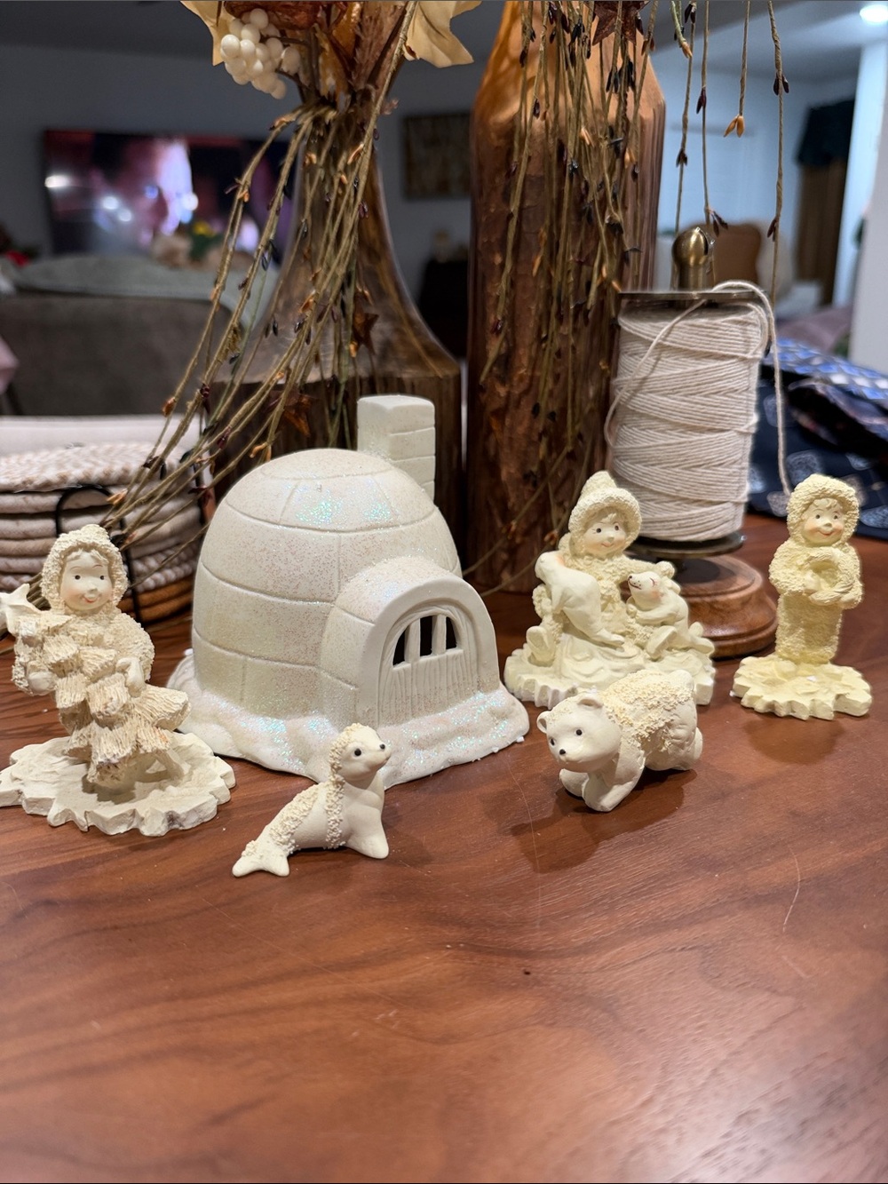 Vintage Polar Village Holiday Figurine Set Christmas Set